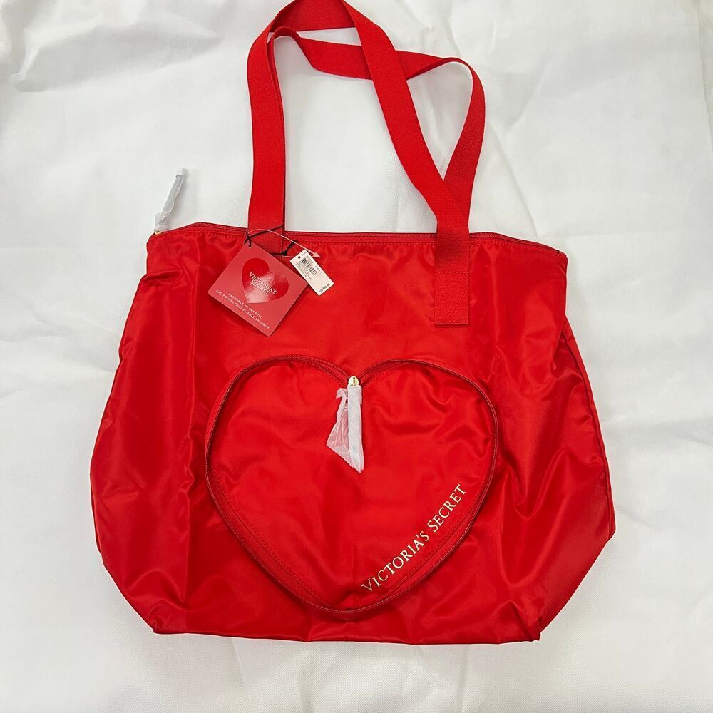Victoria’s Secret Valentine's Day Red HEART PACKABLE Tote Shoulder Bag 2024 NWT